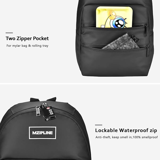 Small Backpack Bag-Water Resistant Daypack Travel bag with Activated Carbon Lined for Men & Women Travel (Black)