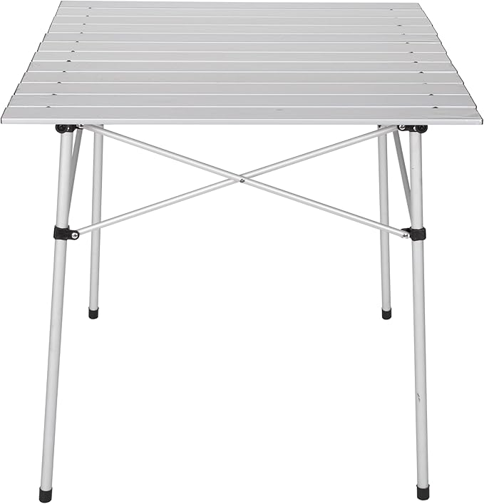 Stansport Aluminum Slat Table, 27.5" x 27.5" x 27.5", White