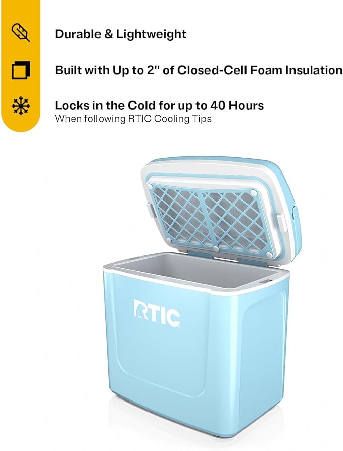 RTIC 8 QT Road Trip Personal Cooler, Small, Compact, Insulated, Portable Ice Chest Box for Food, Drink, Beverage, Beach, Camping, Picnic, Fishing, Boat, 12-Can Capacity