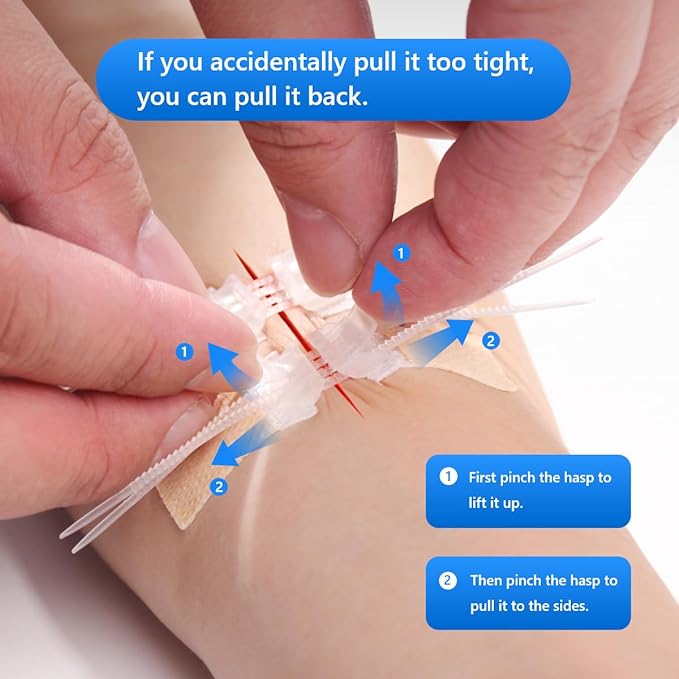 Emergency Wound Closures - 3 Pcs Butterfly Bandages Adhesive Bandages Stitch sutures Zipper Laceration Repair Without Stitches for Wound Care First Aid