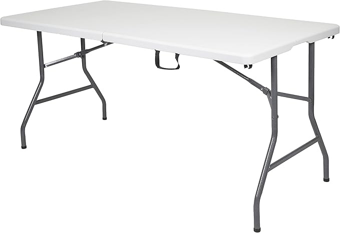 Stansport Folding Camp Table, White, 59.8" L x 29.1" W x 29.1" H