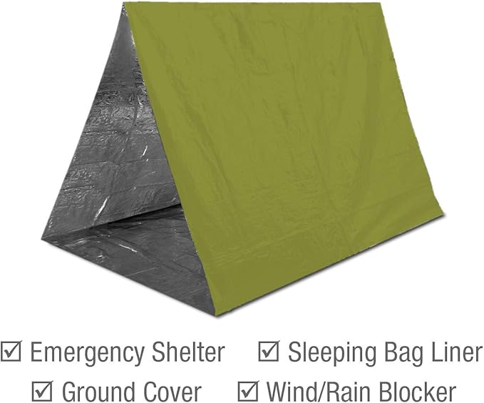 Swiss Safe 4 Pack Mylar Emergency Blankets for Survival - Compact & Insulated for Cold Weather - Designed for NASA, Outdoor, Running, Camping, Survival, First Aid Car Kit - Army Green, 4 Pack