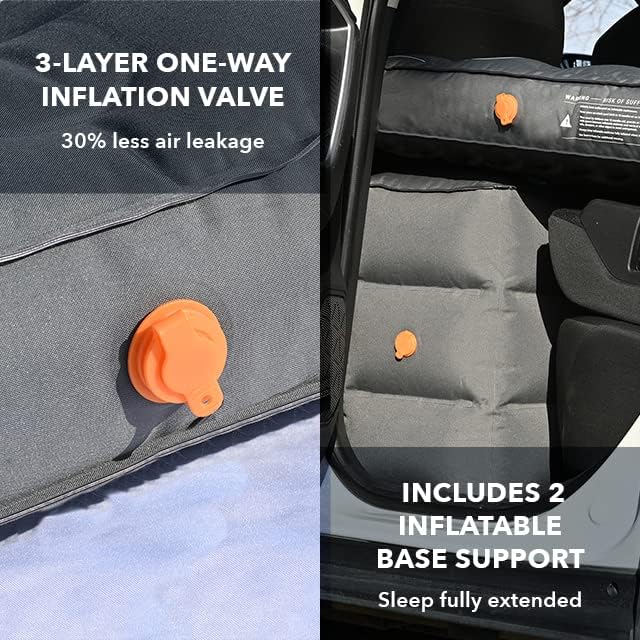 SHORTENED LENGTH - Unbeatable Durability SUV Air Mattress for Car Camping, Durable Extra Thick 300D Oxford Fabric, Quick Easy Set-Up w/Electric Pump, Car Bed Mattress with Base Extenders 180 cm