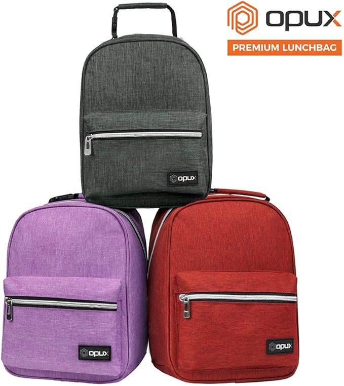 opux Lunch Box for Girls Boys Kids, Insulated Leakproof Lunch Bag, Reusable Teen Lunch Boxes for School, Medium Large lunchbox for Women Men Adult for Work with Front Back Pocket (Purple)