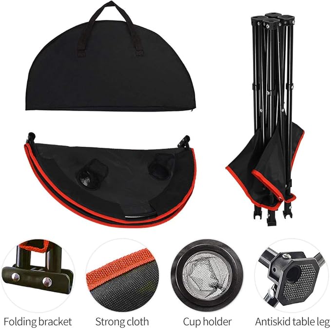Camping Table Portable Folding Camping Side Table for Outdoor Picnic, Beach, Games, Camp, & Patio Tables Folding with 4 Cup Holders & Carry Case for Travel & Storage, Premium 600D Canvas& Steel Frame
