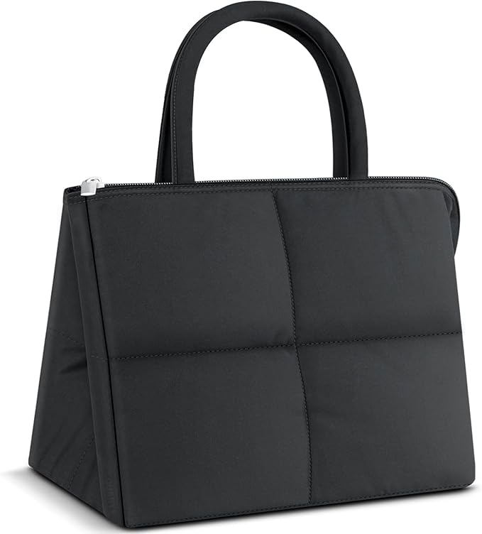 Coobiiya Thickened Leak-proof Lunch Box Lunch Bag Women, Small Insulated Quilted Puffer Lunch Box for Work, Ultralight Reusable Cute Lunch Cooler Tote Bags for Adult, Men, Office, Travel (Black)