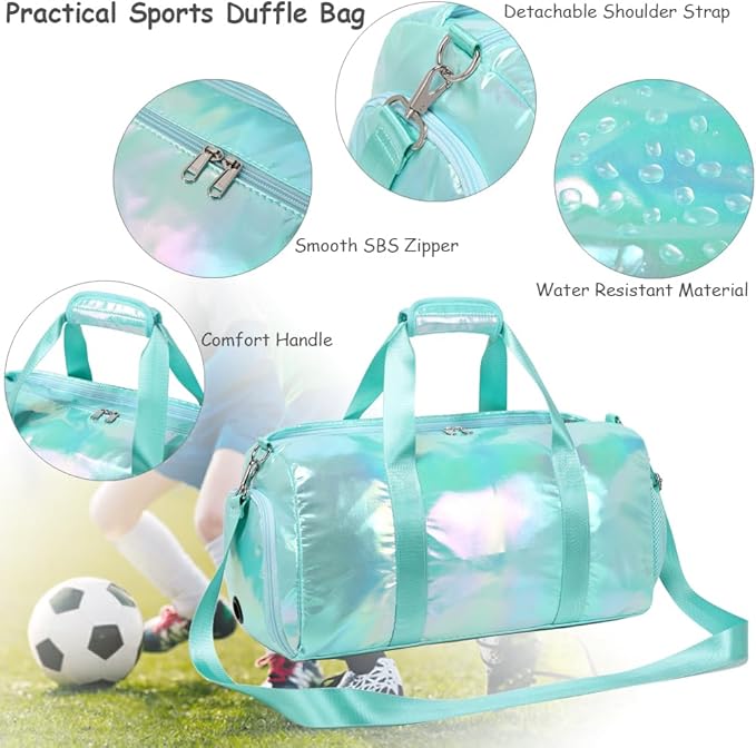 Dance Bag for Girls Gym Bag Sports Duffle Bag with Shoes Compartment Wet Pocket Weekender Overnight Bag for Girls Women Teens Travel Duffle Bag Water Resistant