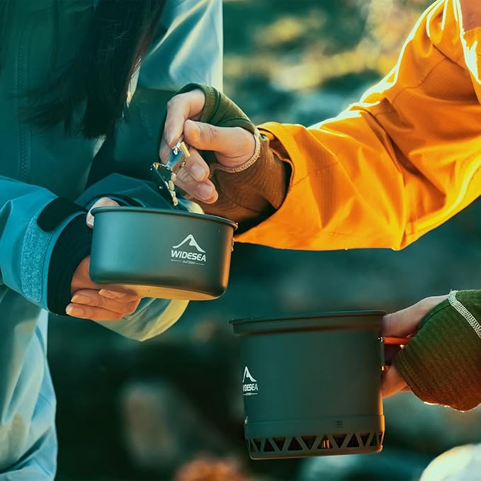 widesea Camping Cookware Outdoor Pot Pan Cooking Equipment Heat Exchange Design for Hiking Backpacking Travel