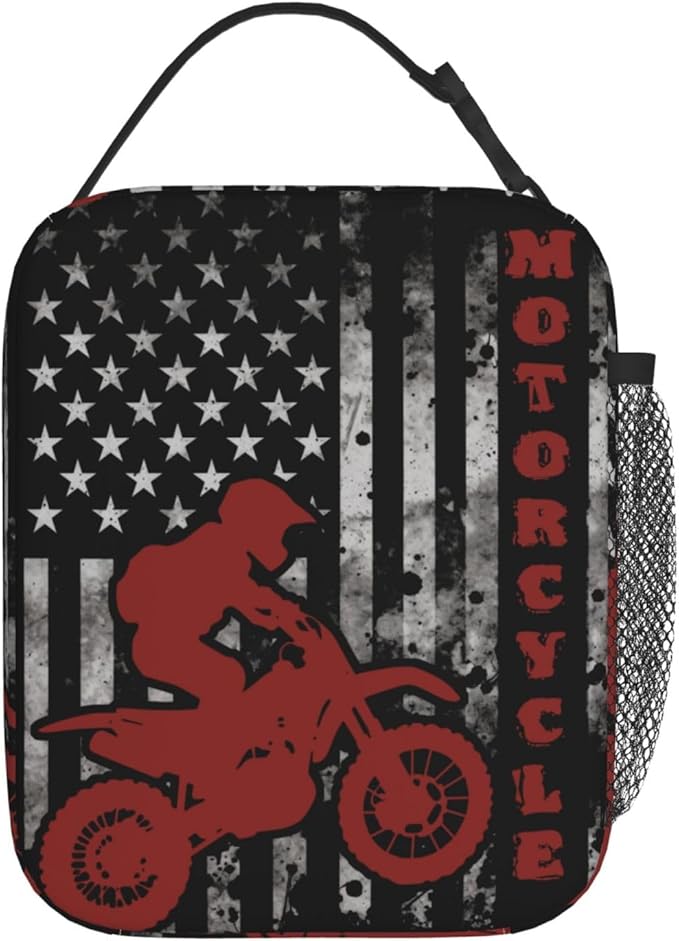 Motorcycle Lunch Bag Insulated Reusable Lunch Box Thermal Cooler Tote For Men Women Work Travel Picnic Hiking