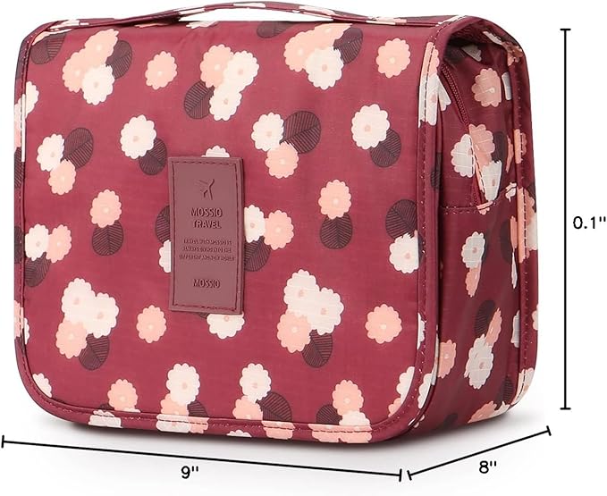 Mossio Hanging Toiletry Bag - Large Cosmetic Makeup Travel Organizer for Men & Women with Sturdy Hook