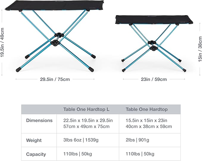 Helinox Table One Hard Top Lightweight, Collapsible, Portable, Outdoor Camping Table, Regular - 23 x 15 Inches, Black