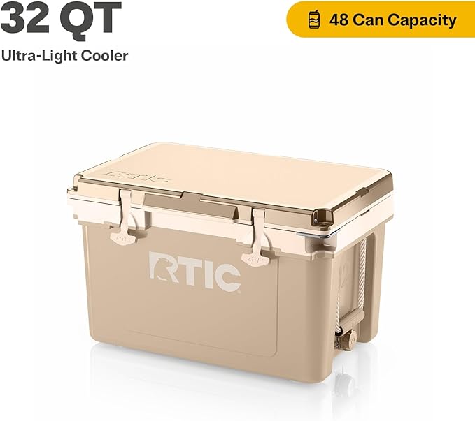 RTIC Ultra-Light 32 Quart Hard Cooler Insulated Portable Ice Chest Box for Drink, Beverage, Beach, Camping, Picnic, Fishing, Boat, Barbecue, 30% Lighter Than Rotomolded Coolers