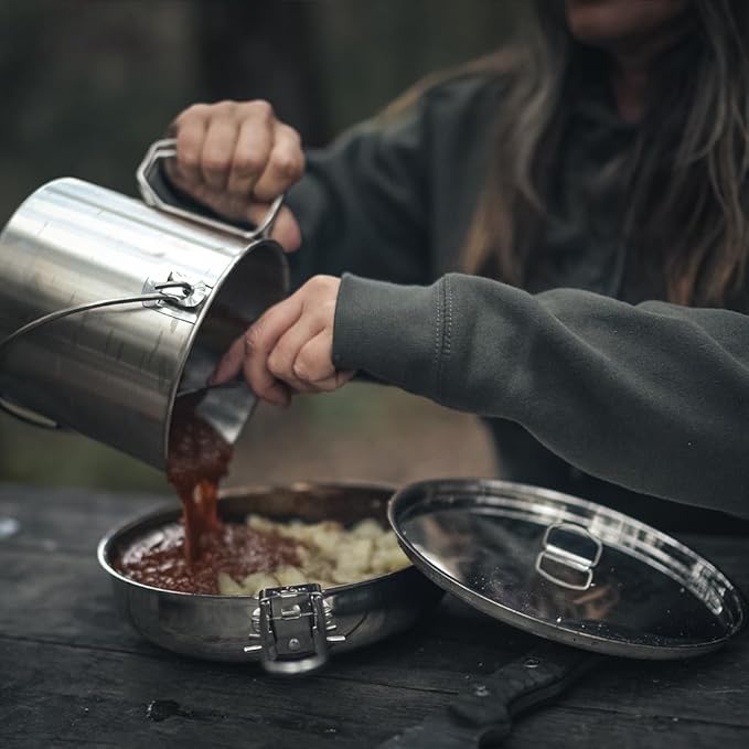 The Pathfinder School Stainless Steel Folding Skillet and Lid