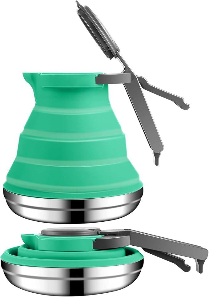 Geiserailie 1.5l Portable Collapsible Kettle Camping Pot Collapsible Tea Kettle for Hiking Travel and Outdoors