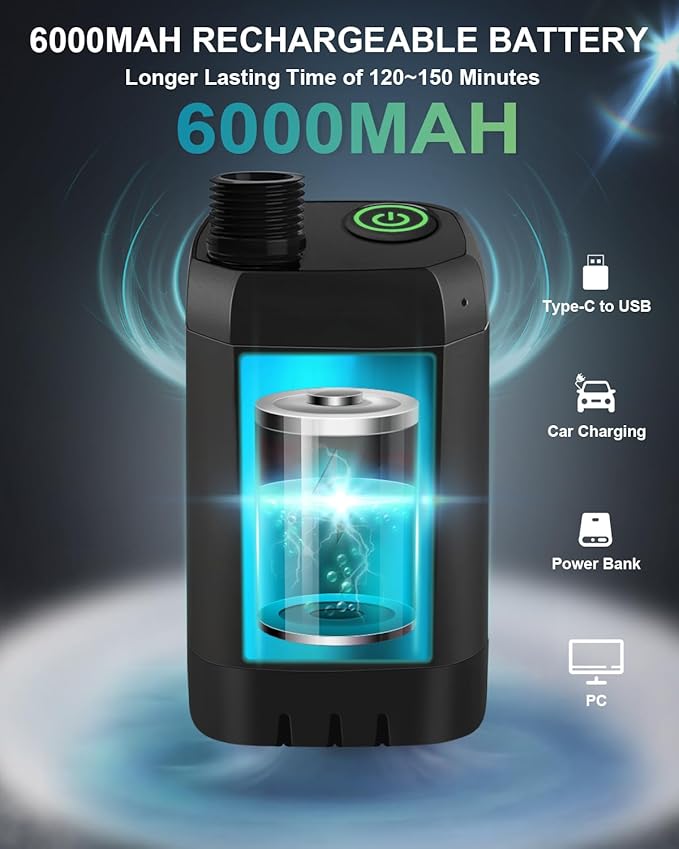 AUTOPkio Portable Camping Shower, Rechargeable Camp Shower Pump with USB Cable & Electric Outdoor Shower Head Sprayer for Camping, Hiking, Pet Bathing, Washing