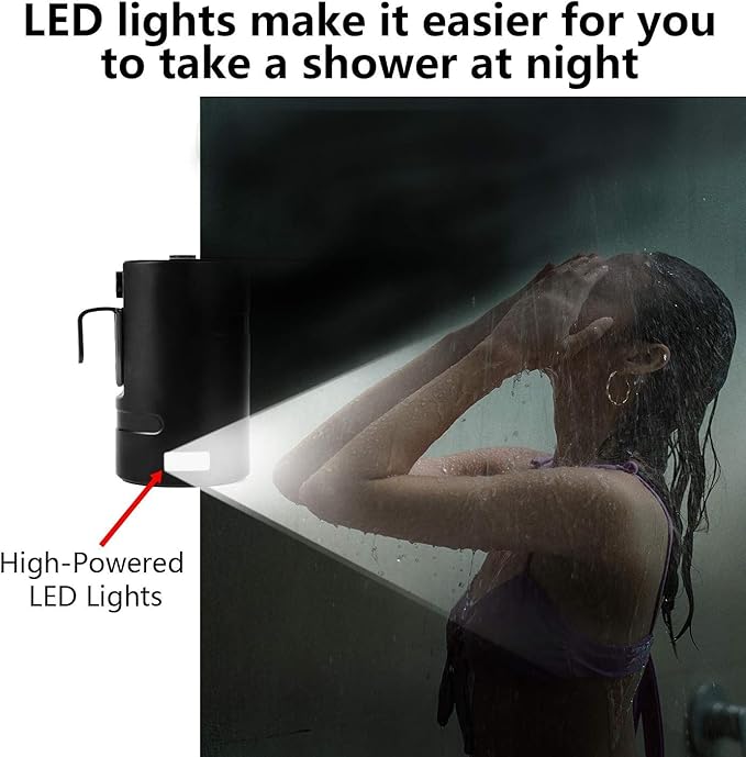 Portable Outdoor Shower, 2 Flow Mode, 4400mAh Battery Powered Shower Pump for Hiking/Backpacking, Travel, Beach, Pet, Flowering, IPX7 Waterproof &USB Rechargeable Camping Shower with 3 LED Lights…