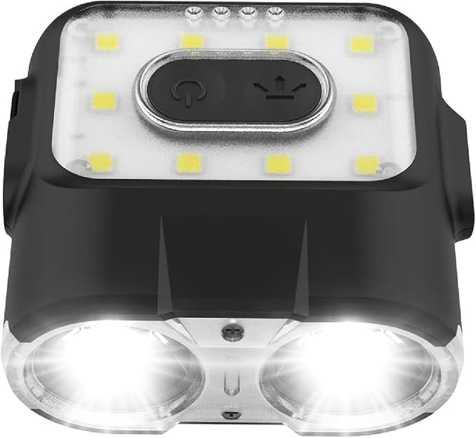 Claymore Capon 120H (Black) - LED Rechargeable Clip-On Cap Headlamp, Lightweight Hat Light for Camping, Running, Hiking, Emergency & Industrial Use, Waterproof, USB-C, Up to 45 Hours of Battery Life.