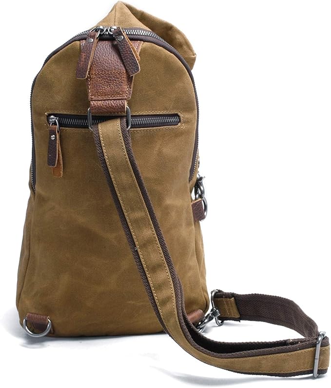 Men's Sling Backpack Waxed Canvas Crossbody Bag Casual Daypacks