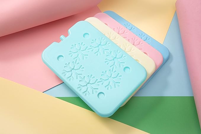 BLUE ELE Macaron-Colored Ice Pack for Lunch Box and Cooler, BPA Free, Reusable and Long Lasting, Slim and Lightweight Design, Set of 4, Fun & Colorful, BE01 Macaron-Colored