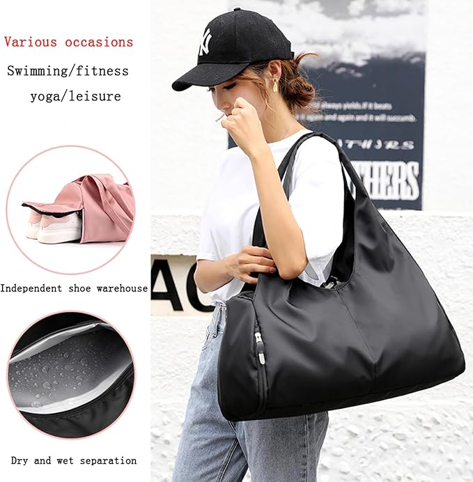 forestfish Yoga Gym Bag for Women with Shoes Compartment & Wet Dry Storage Pockets Lightweight Duffel Bag