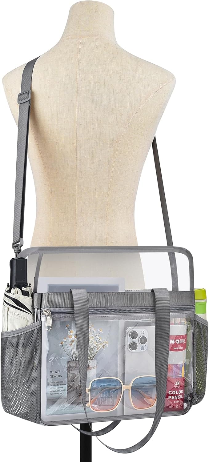 USPECLARE Clear Tote Stadium Approved, Security Travel & Gym Clear Bag for Work Sports Games Concerts