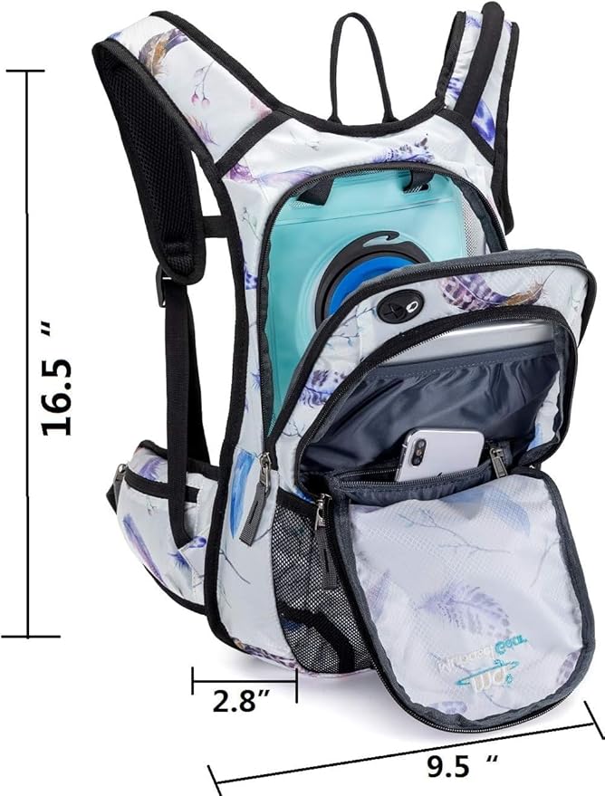 15L Insulated Hydration Backpack Pack with 2L Water Bladder Lightweight Hiking Backpack Bag for Women Men Daypack for Hiking Running Festival Camping Biking