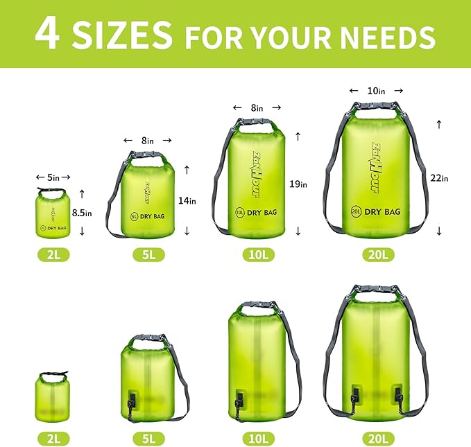 Waterproof Dry Bag - Roll Top Transparent Storage Bag,2L/5L/10L/20L,Suitable for Traveling, Swimming, Kayaking, Camping, Fishing, Rainy Day Trips