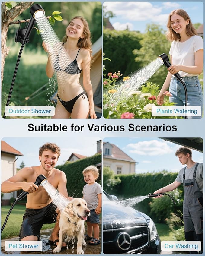 AUTOPkio Portable Camping Shower, Rechargeable Camp Shower Pump with USB Cable & Electric Outdoor Shower Head Sprayer for Camping, Hiking, Pet Bathing, Washing