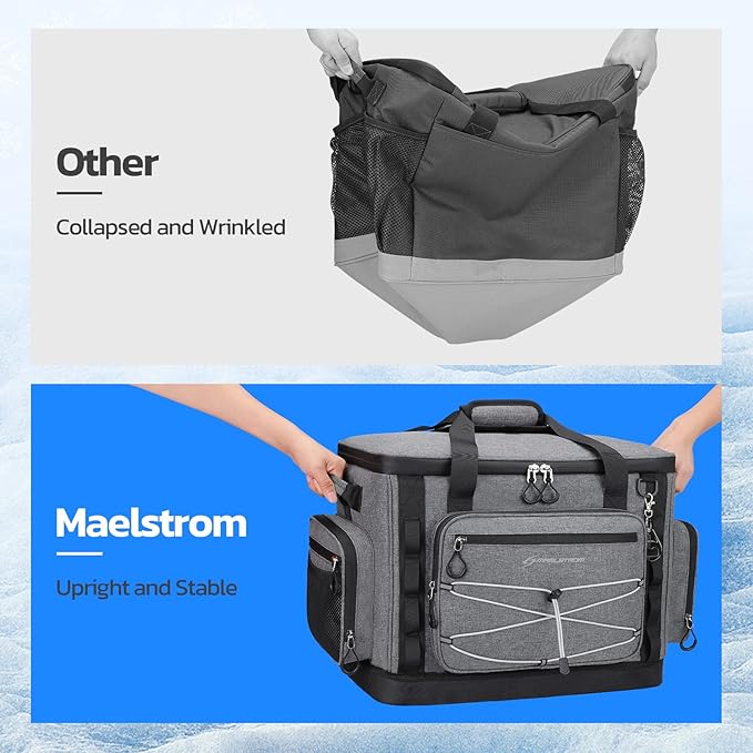 Maelstrom Soft Sided Cooler Bag, 30/40 Can Collapsible Insulated Ice Chest, Large Leakproof Camping & Travel Cooler for Kayaking & Beach