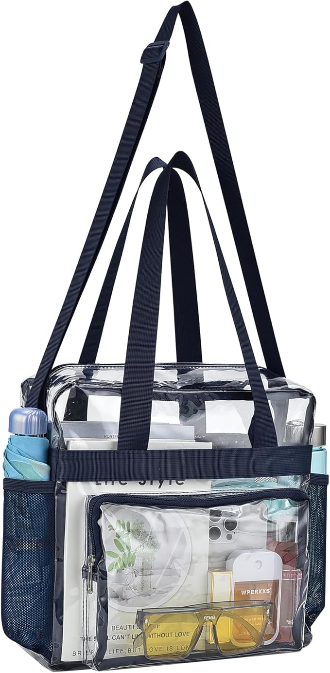 USPECLARE Clear Tote Stadium Approved, Security Travel & Gym Clear Bag for Work Sports Games Concerts