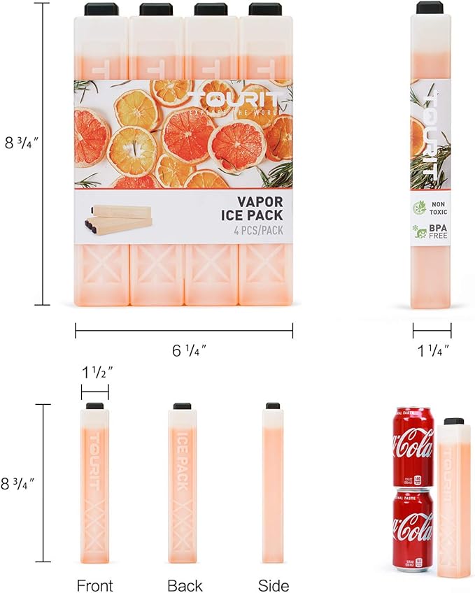 TOURIT Ice Packs for Coolers Reusable Long Lasting Freezer Packs for Lunch Bags/Boxes, Cooler Backpack