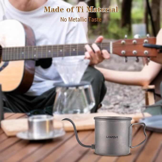 Lixada Camping Kettle Titanium Coffee Pot With Removable Spout
