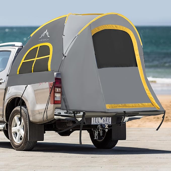 Pickup Truck Tent, Waterproof PU2000mm Double Layer for 5.5-6.0 FT Truck Bed, Portable Bed Tent for Camping, Gray