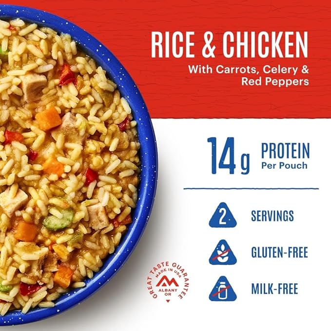 Mountain House Rice & Chicken | Freeze Dried Backpacking & Camping Food | Gluten-Free | 6-Pack