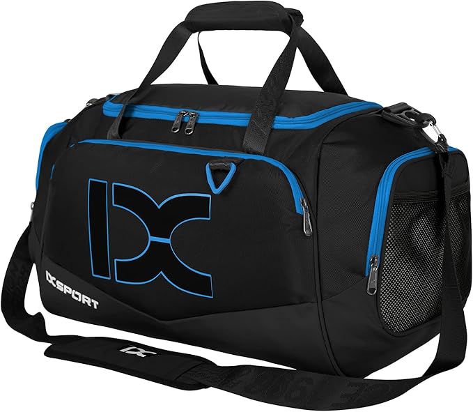 Sports Gym Bag,INOXTO Travel Duffel Bag with Dry Wet Pocket And Shoe CompartmentFor Women and Men,40L/55L Fitness Waterproof Weekender Bag For Swim Sports Travel Working Out (Black blue, 40L)