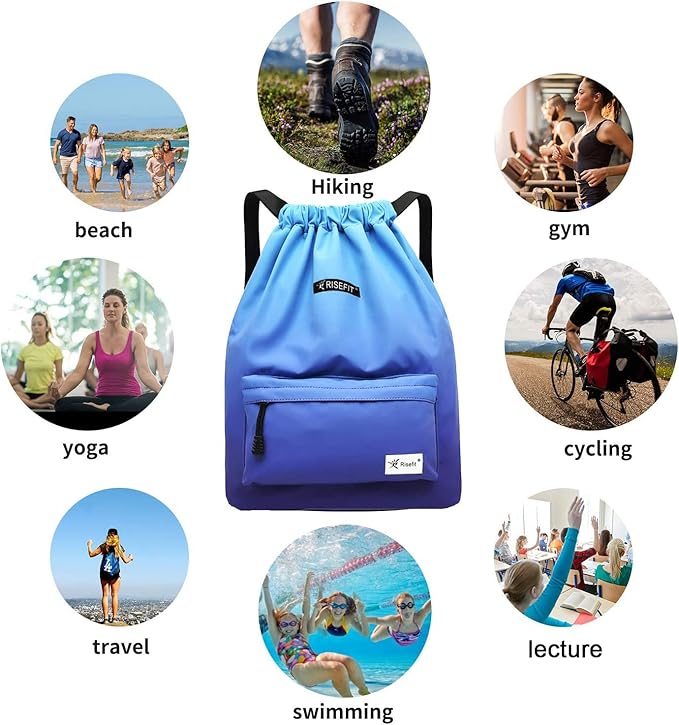 Waterproof Drawstring Bag, Gym Bag Sackpack Sports Beach Backpack for Men Women