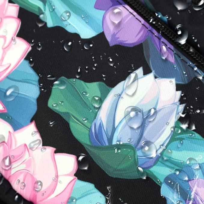 Oxpecker Waist Pack Bag with Rain Cover, Waterproof Fanny Pack for Men&Women, Workout Traveling Casual Running Hiking Cycling, Hip Bum Bag with Adjustable Strap for Outdoors (Black Base Floral)