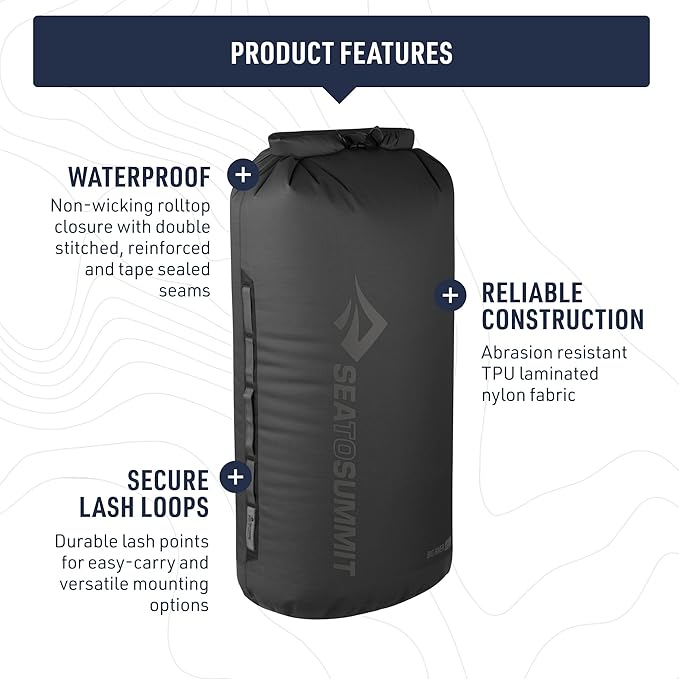 Sea to Summit Big River Dry Bag, Heavy-Duty Dry Storage, 13 Liter, Jet Black