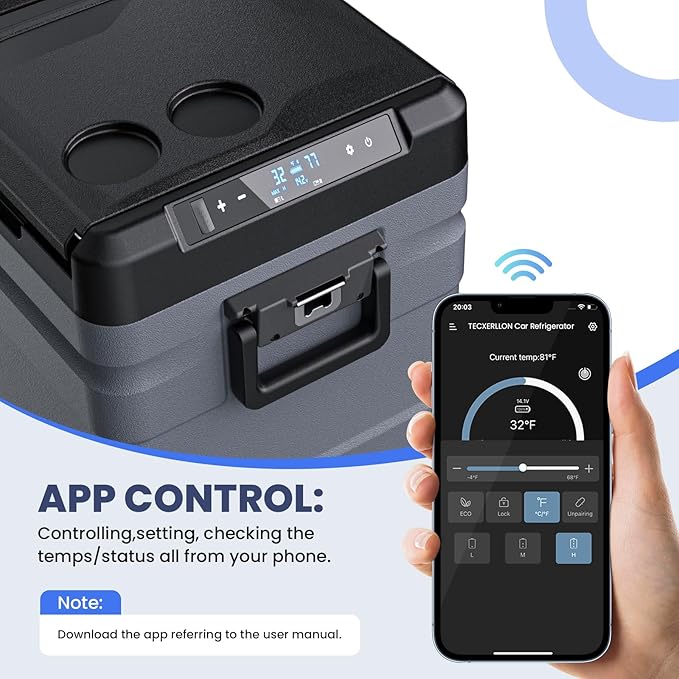 12 Volt Car Refrigerator Dual Zone Electric Cooler, 40 Quart Portable Freezer Fridge with APP Control, Compatible with Detachable Battery (Not Included), for Overlanding, Camping, RV, Truck