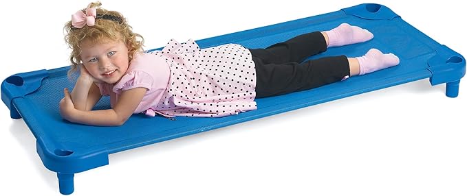 Children’s Factory Value Line Nap Cots, Kids Daycare and Preschool Sleeping Cot, Standard Size, Set of 4, Blue