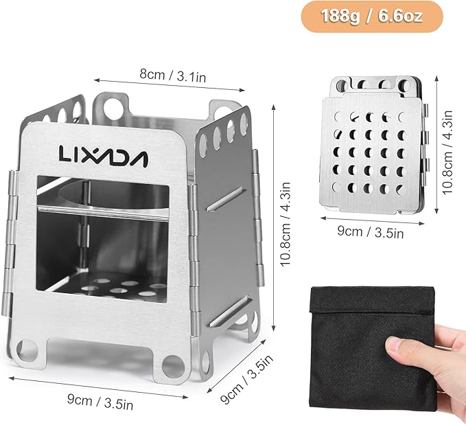 Lixada Camping Stove Wood Burning Stove Portable Stainless Steel Backpacking Stove for Picnic BBQ Camp Hiking