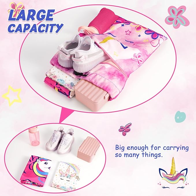 WAWSAM Gym Drawstring Backpack String Bag - 15” x 17” Sports Gym Bag for Kids Waterproof Swimming Beach Shopping Yoga Bag