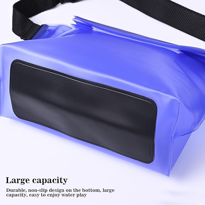 Queday 2-Pack Waterproof Pouch with Waist Strap, Screen Touchable Dry Bag with Adjustable Belt for Phone Valuables for Swimming Snorkeling Boating Fishing Kayaking Blue Pink