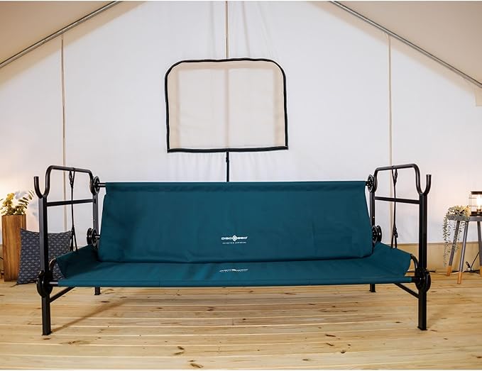Disc-O-Bed Large Outdoor Convertible 2 Person Bench and Double Camping Cot Portable Bed Bunk System for Adults