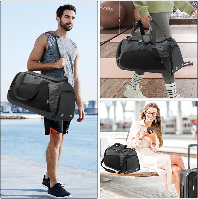 HUA ANGEL Waterproof Gym Bag with Shoe & Wet Compartment Large Capacity Sports Duffel Bag Men Women Travel Fitness Workout