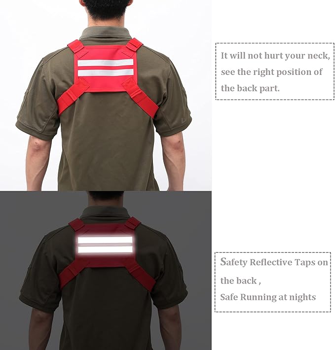 Outdoor Sports Utility Chest Pack,Tactical EDC Chest Bag For Men, Lightweight Conceal Chest Pouch Holster, Chest Rig Vest With Built-In Phone Holder For Workouts, Cycling & Hiking (Red)