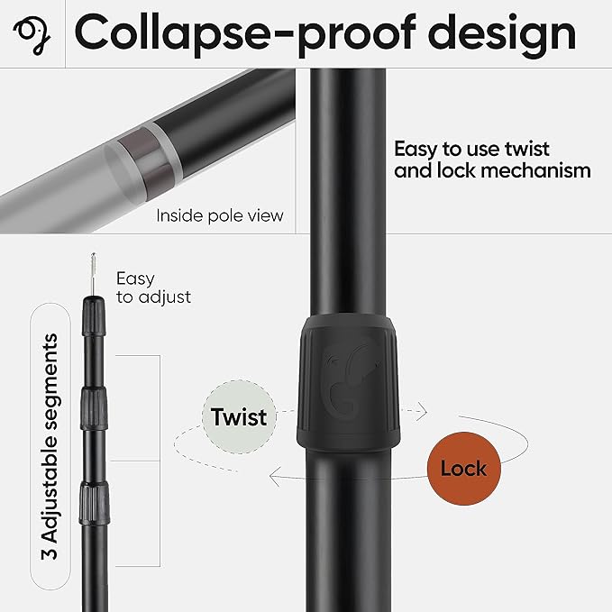 Green Elephant Camping Tarp Poles - Adjustable Aluminum Telescoping Tent Poles for Tarps, Canopy & Awning - Heavy Duty Collapsible Pole Set of 2 - Extends 8ft, Shrinks to 2ft - Caravan & Beach Shade