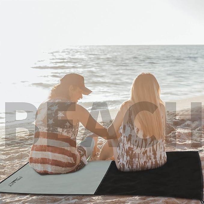 Frelaxy Pocket Picnic Blanket - Compact, Lightweight Camping & Beach Blanket for Festival, Hiking, Travel (Grey, 28'' x 47 '')