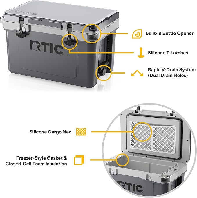 RTIC Ultra-Light 32 Quart Hard Cooler Insulated Portable Ice Chest Box for Drink, Beverage, Beach, Camping, Picnic, Fishing, Boat, Barbecue, 30% Lighter Than Rotomolded Coolers
