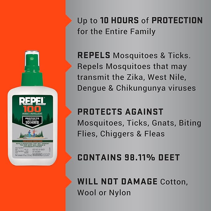 Repel 100 Insect Repellent, Pump Spray, 4-Fluid Ounces, 10-Hour Protection